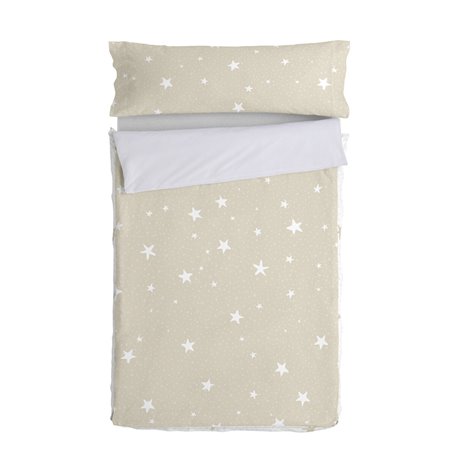 Couette rembourrée HappyFriday Basic Little Star Beige 105 x 200 cm