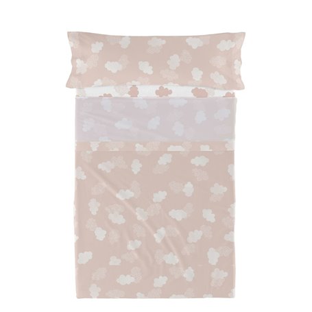 Jeu de draps HappyFriday Basic Kids Clouds Rose Lit 1 persone 180 x 270 cm 2 Pièces