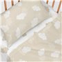 Jeu de draps HappyFriday Basic Kids Clouds Beige Lit de bébé 2 Pièces