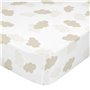 Drap housse HappyFriday BASIC KIDS Blanc Beige 70 x 140 x 14 cm Nuages
