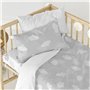 Drap housse HappyFriday BASIC KIDS Blanc Gris 70 x 140 x 14 cm Nuages