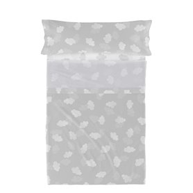 Jeu de draps HappyFriday Basic Kids Clouds Gris Lit 1 persone 180 x 270 cm 2 Pièces