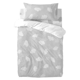 Parure de couette HappyFriday Basic Kids Gris Lit de bébé 2 Pièces