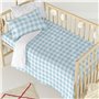 Parure de couette HappyFriday Basic Kids Bleu Lit de bébé Vichy 2 Pièces