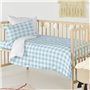 Parure de couette HappyFriday Basic Kids Bleu Lit de bébé Vichy 2 Pièces