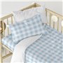 Parure de couette HappyFriday Basic Kids Bleu Lit de bébé Vichy 2 Pièces