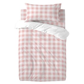 Parure de couette HappyFriday Basic Kids Rose Lit de bébé Vichy 2 Pièces