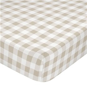 Drap housse HappyFriday Basic Kids Beige 60 x 120 x 14 cm Vichy