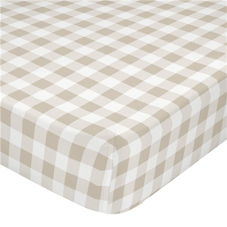 Drap housse HappyFriday Basic Kids Beige 60 x 120 x 14 cm Vichy