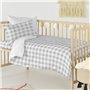 Parure de couette HappyFriday Basic Kids Gris Lit de bébé Vichy 2 Pièces