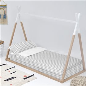 Housse de couette non rembourrée HappyFriday Basic Kids Vichy Gris 105 x 200 cm