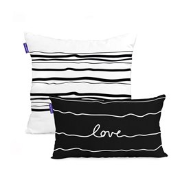 Housse de coussin HappyFriday Blanc My love Multicouleur 2 Pièces