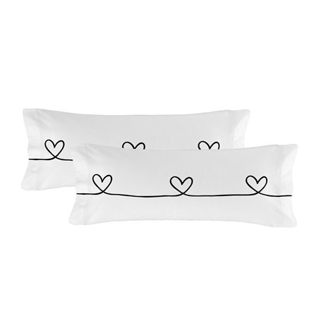 Taie d'oreiller HappyFriday Blanc My Love Multicouleur 45 x 110 cm (2 Unités)
