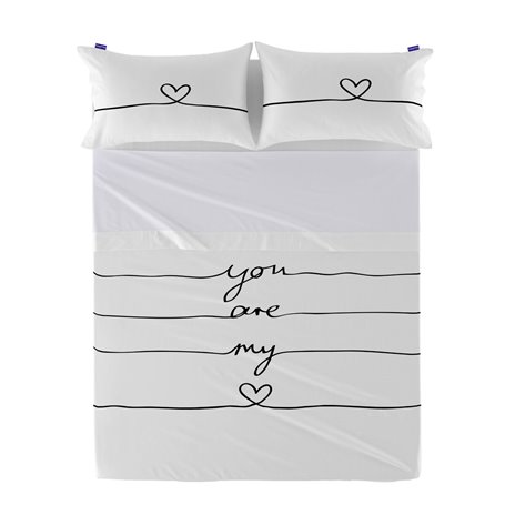 Drap HappyFriday Blanc My Love Multicouleur 180 x 270 cm