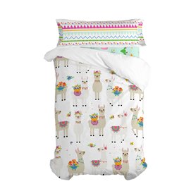 Parure de couette HappyFriday Moshi Moshi Cute Llamas Multicouleur 2 Pièces