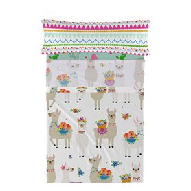 Jeu de draps HappyFriday Moshi Moshi Cute llamas Multicouleur Lit 1 persone 2 Pièces