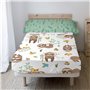 Jeu de draps HappyFriday Moshi Moshi Happy sloth Multicouleur Lit 1 persone 2 Pièces