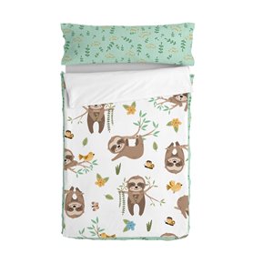 Couette rembourrée HappyFriday Moshi Moshi Happy Sloth Multicouleur 105 x 200 cm