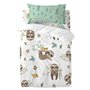 Parure de couette HappyFriday Moshi Moshi Happy Sloth Multicouleur Lit de bébé 2 Pièces