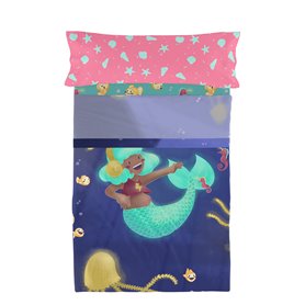 Jeu de draps HappyFriday Mr Fox Happy Mermaid Multicouleur Lit 1 persone 2 Pièces