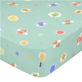 Drap housse HappyFriday MR FOX Vert Multicouleur 70 x 140 x 14 cm