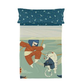 Jeu de draps HappyFriday Mr Fox The Warrior Multicouleur Lit 1 persone 2 Pièces