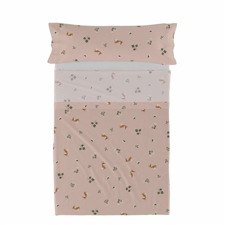 Jeu de draps HappyFriday HF Mini Fox Forest Multicouleur Lit 1 persone 2 Pièces
