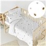 Parure de couette HappyFriday Mini Honey Multicouleur Lit de bébé 2 Pièces