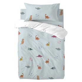 Parure de couette HappyFriday Mini dinosaur Multicouleur Lit de bébé 2 Pièces