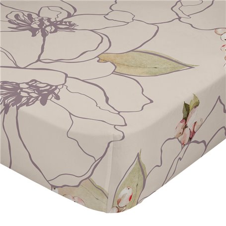 Drap housse HappyFriday White peonies Multicouleur 180 x 200 x 32 cm