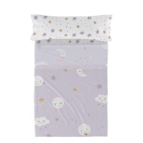 Jeu de draps HappyFriday Moshi Moshi Moons Multicouleur Lit 1 persone 2 Pièces