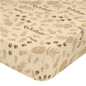 Drap housse HappyFriday MR FOX Beige Multicouleur 60 x 120 x 14 cm