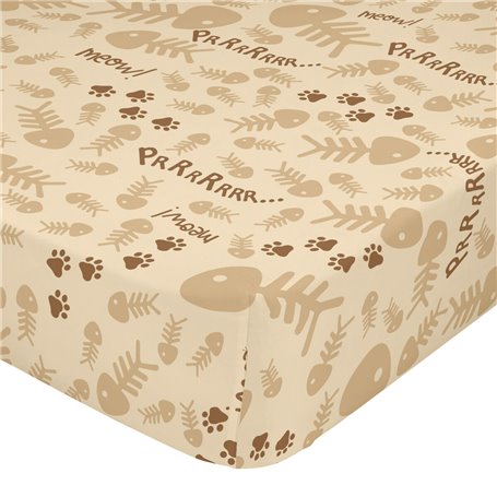 Drap housse HappyFriday Mr Fox Cats Multicouleur 90 x 200 x 32 cm