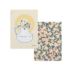 Tissu de cuisine HappyFriday Aware Flower Power Multicouleur 70 x 50 cm (2 Unités)