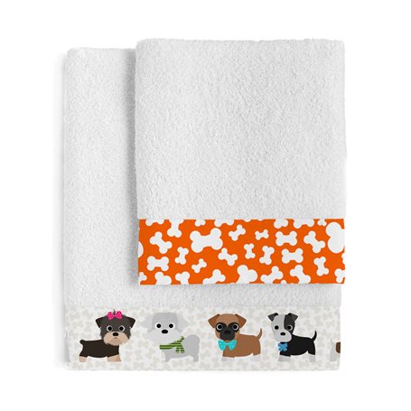 Ensemble de serviettes de toilette HappyFriday Mr Fox Dogs Multicouleur 2 Pièces