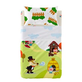 Jeu de draps HappyFriday Mr Fox Piggys Multicouleur Lit de bébé 2 Pièces