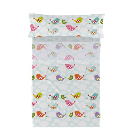 Jeu de draps HappyFriday Mr Fox Little Birds Multicouleur Lit 1 persone 2 Pièces