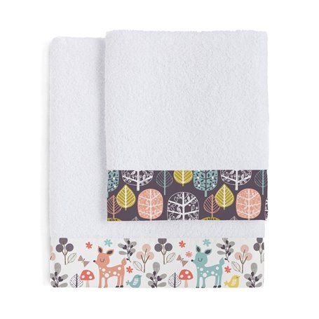 Ensemble de serviettes de toilette HappyFriday Moshi Moshi Woodland Multicouleur 2 Pièces