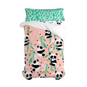 Parure de couette HappyFriday Moshi Moshi Panda Garden Rose Lit 1 persone 2 Pièces