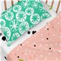 Jeu de draps HappyFriday Moshi Moshi Panda garden Rose Lit de bébé 2 Pièces