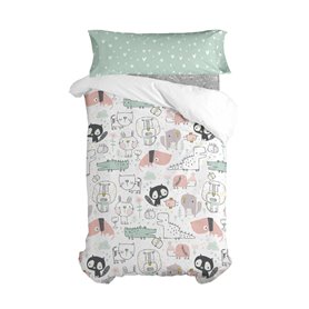 Parure de couette HappyFriday Moshi Moshi Best Buddies Multicouleur Lit 1 persone 2 Pièces