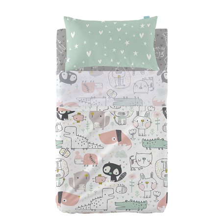 Jeu de draps HappyFriday Moshi Moshi Best buddies  Multicouleur Lit de bébé 2 Pièces