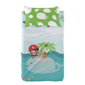 Jeu de draps HappyFriday Happynois Pirata Multicouleur Lit de bébé 2 Pièces