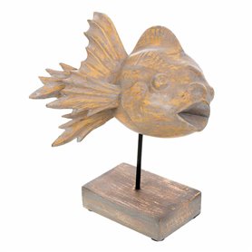 Figurine Décorative Alexandra House Living Gris Brun foncé Bois Fer Poisson 31 x 24 x 30 cm