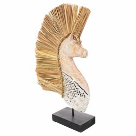 Figurine Décorative Alexandra House Living Noir Naturel Bois verre Algues marines Cheval 52 x 10 x 30 cm