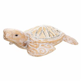 Figurine Décorative Alexandra House Living Blanc Naturel Bois verre Tortue 8 x 20 x 31 cm