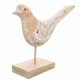 Figurine Décorative Alexandra House Living Blanc Naturel Bois verre Oiseau 26 x 12 x 30 cm