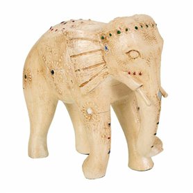 Figurine Décorative Alexandra House Living Blanc Bois de manguier Eléphant 11 x 24 x 24 cm