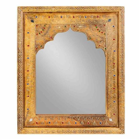 Miroir mural Alexandra House Living Blanc Naturel verre Bois de manguier Bois MDF 3 x 51 x 42 cm