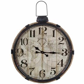 Horloge Murale Alexandra House Living Noir Fer Bois MDF 69 x 2 x 64 cm